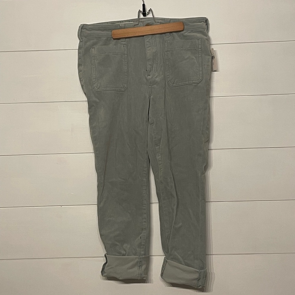 Anthropologie grey ankle corduroy pants